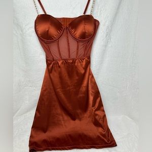 MINI DRESS ORANGE & GOLD - SIZE MEDIUM